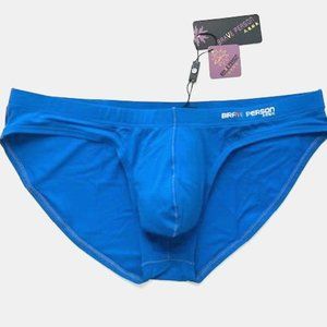 "Brave Person" Men's Swim Bikini Brief - Blue (BP9791-BL) Contoured Pouch